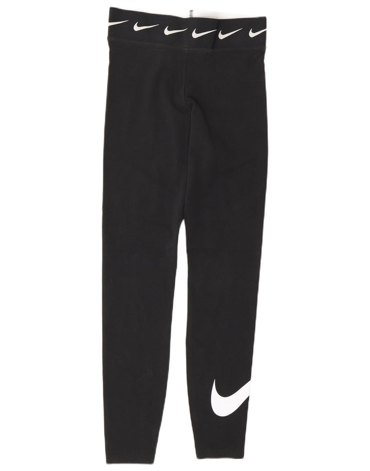 Nike Womens Graphic Leggings UK 10 Small Black Cotton