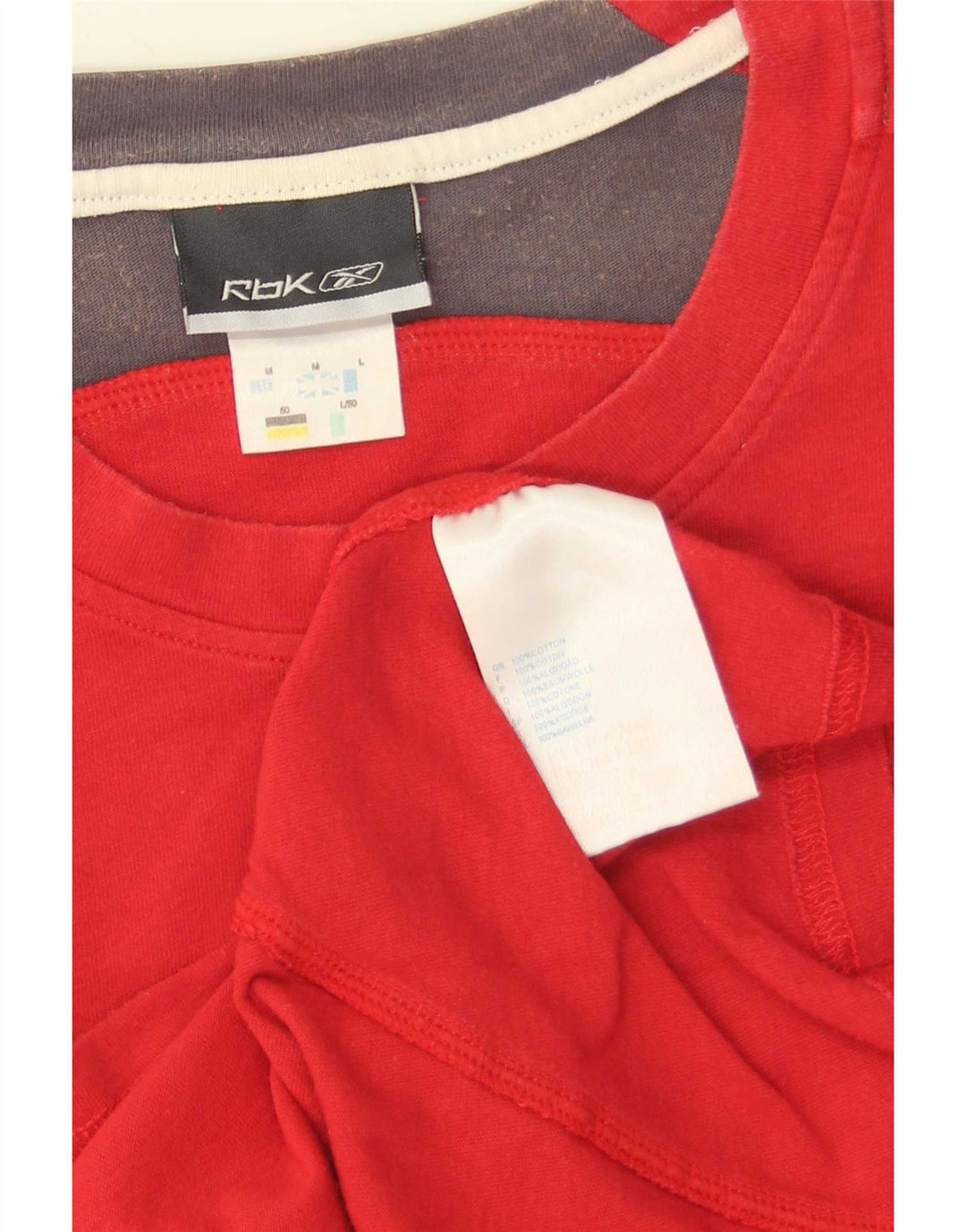 Reebok Mens Graphic T-Shirt Top Medium Red Colourblock Cotton