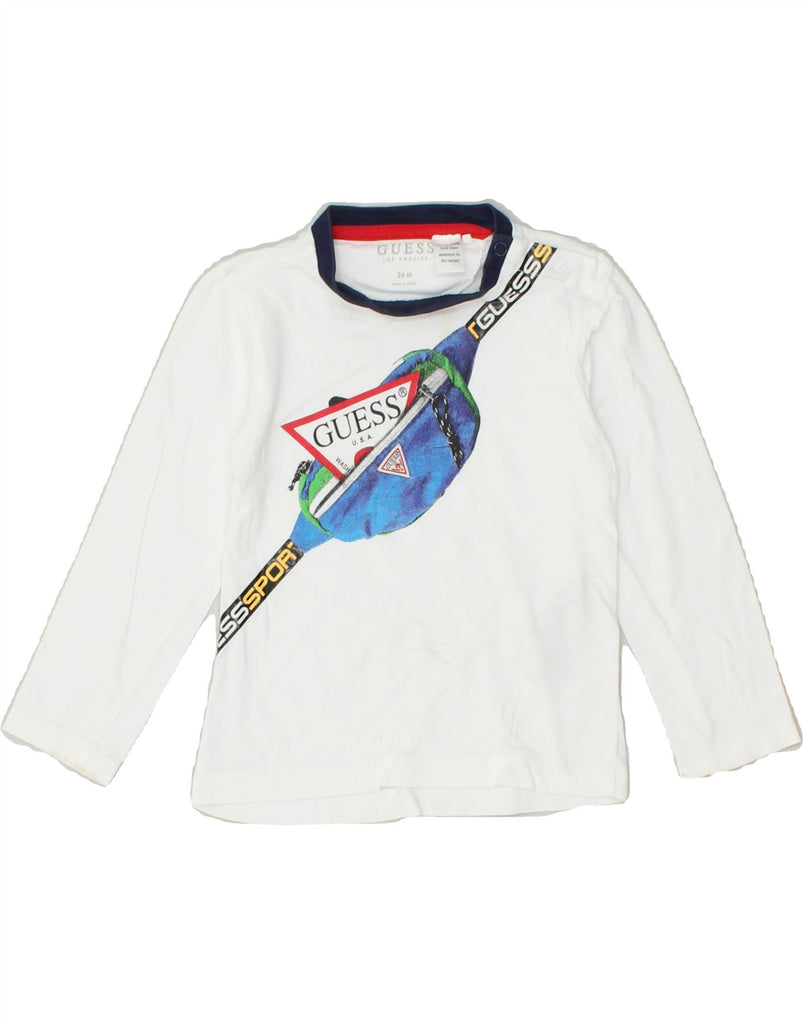 GUESS Baby Boys Graphic Top Long Sleeve 18-24 Months White Cotton | Vintage Guess | Thrift | Second-Hand Guess | Used Clothing | Messina Hembry 