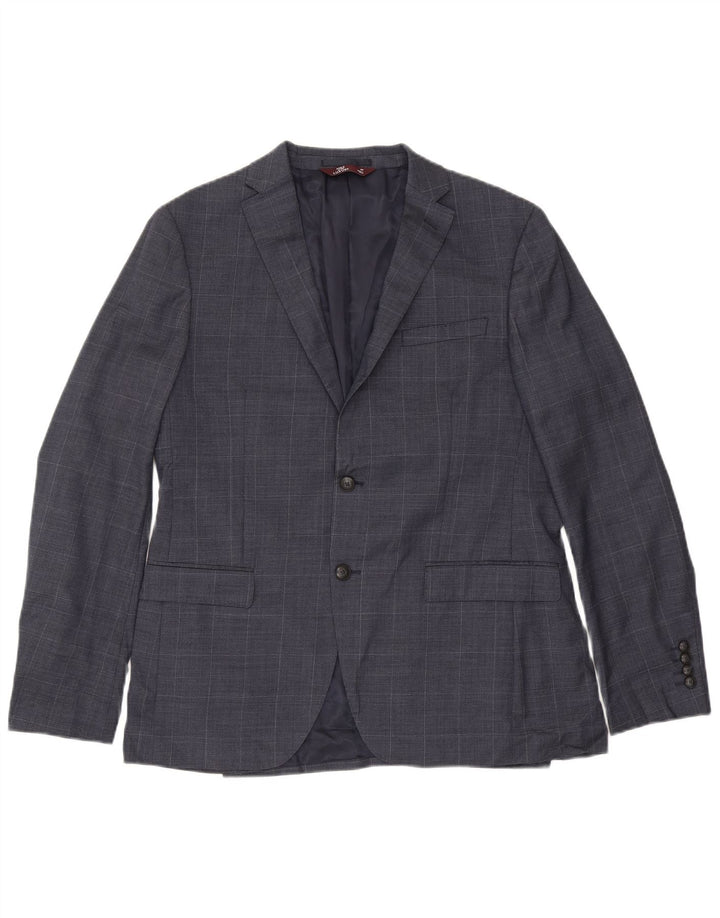 Marks & Spencer Mens 2 Button Slim Blazer Jacket UK 42 XL Navy Blue Check