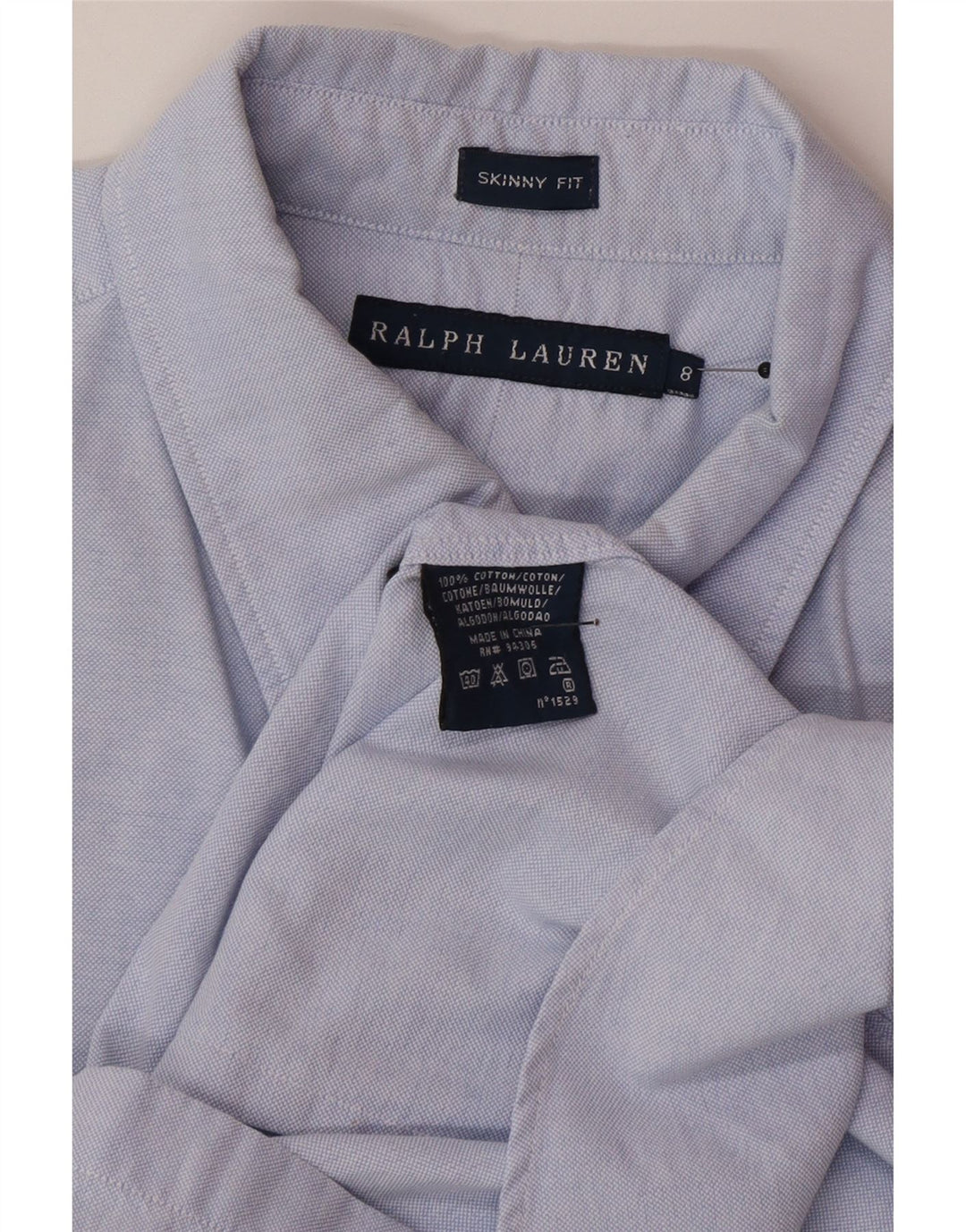 Ralph Lauren Womens Skinny Shirt US 8 Medium Blue Cotton