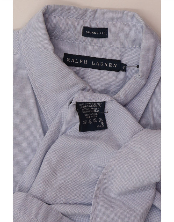 Ralph Lauren Womens Skinny Shirt US 8 Medium Blue Cotton