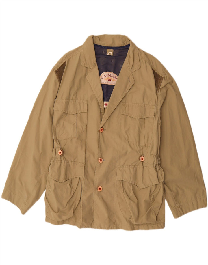 VINTAGE Mens Utility Jacket UK 42 XL Beige