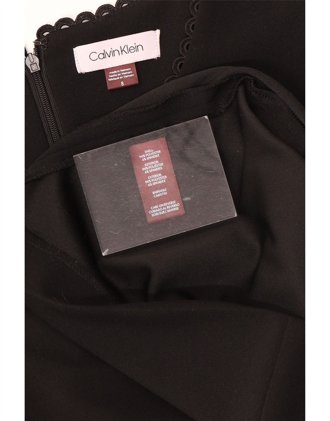 CALVIN KLEIN Womens 3/4 Sleeve Sheath Dress US 8 Medium Black Polyester