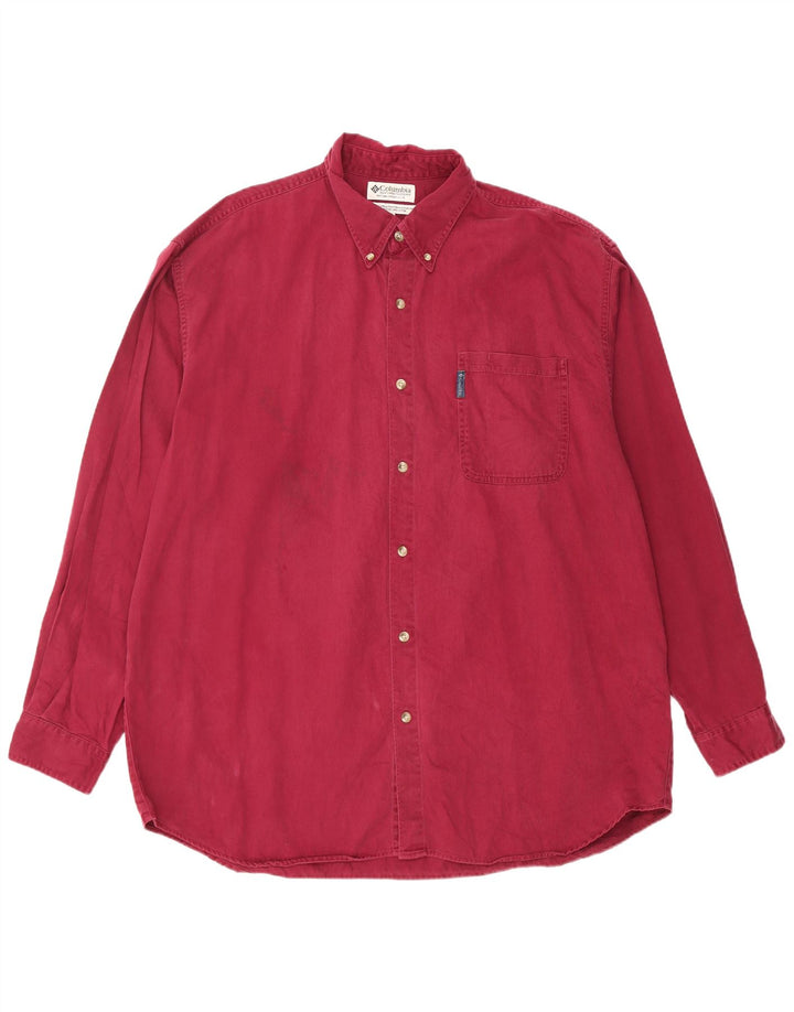 Columbia Mens Shirt 2XL Burgundy Cotton