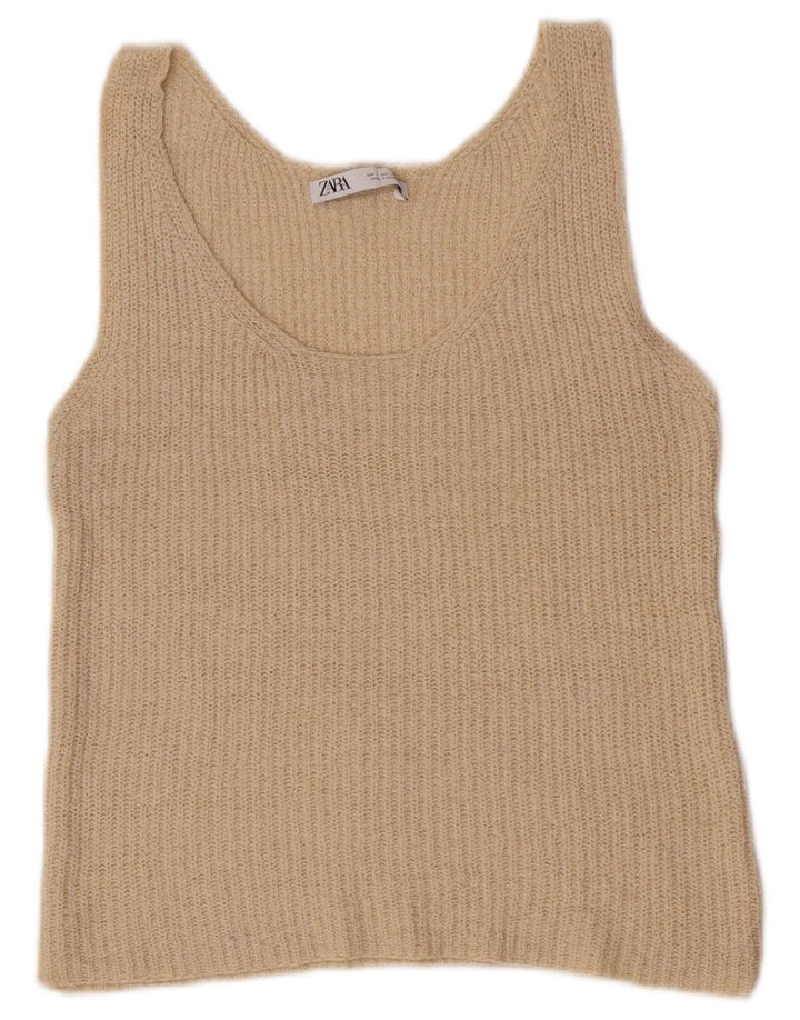 Zara Womens Vest Top UK 14 Large Beige