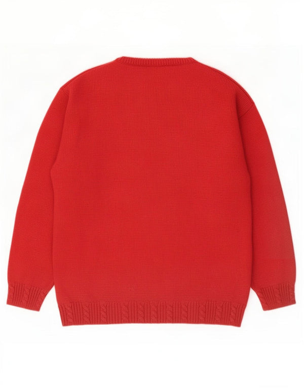 George Womens Crew Neck Jumper Sweater UK 12/14 Medium Red Floral Acrylic