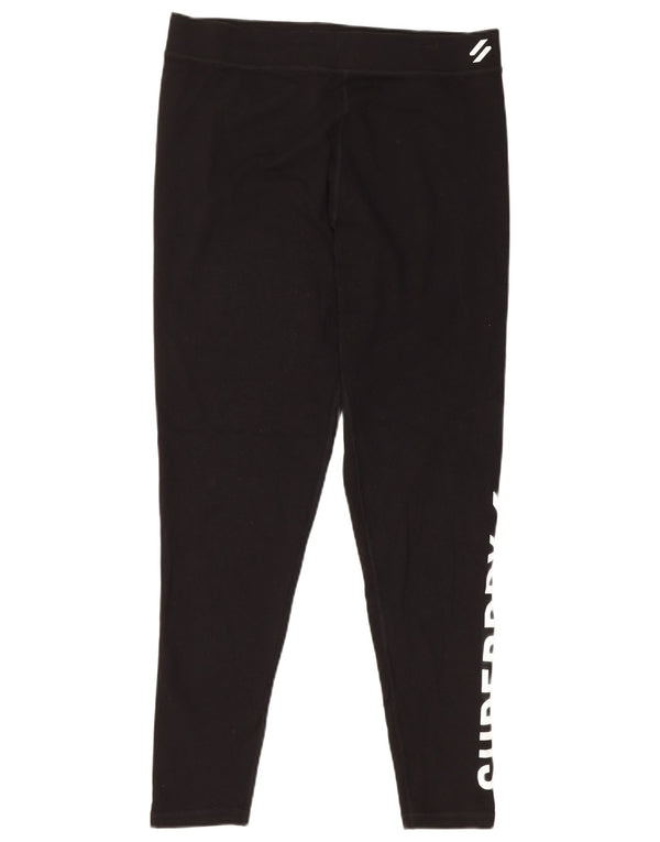 Superdry Womens Graphic Leggings UK 16 Large Black Cotton
