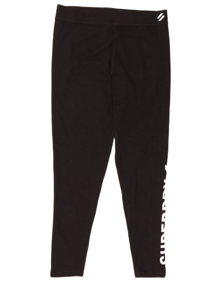 Superdry Womens Graphic Leggings UK 16 Large Black Cotton