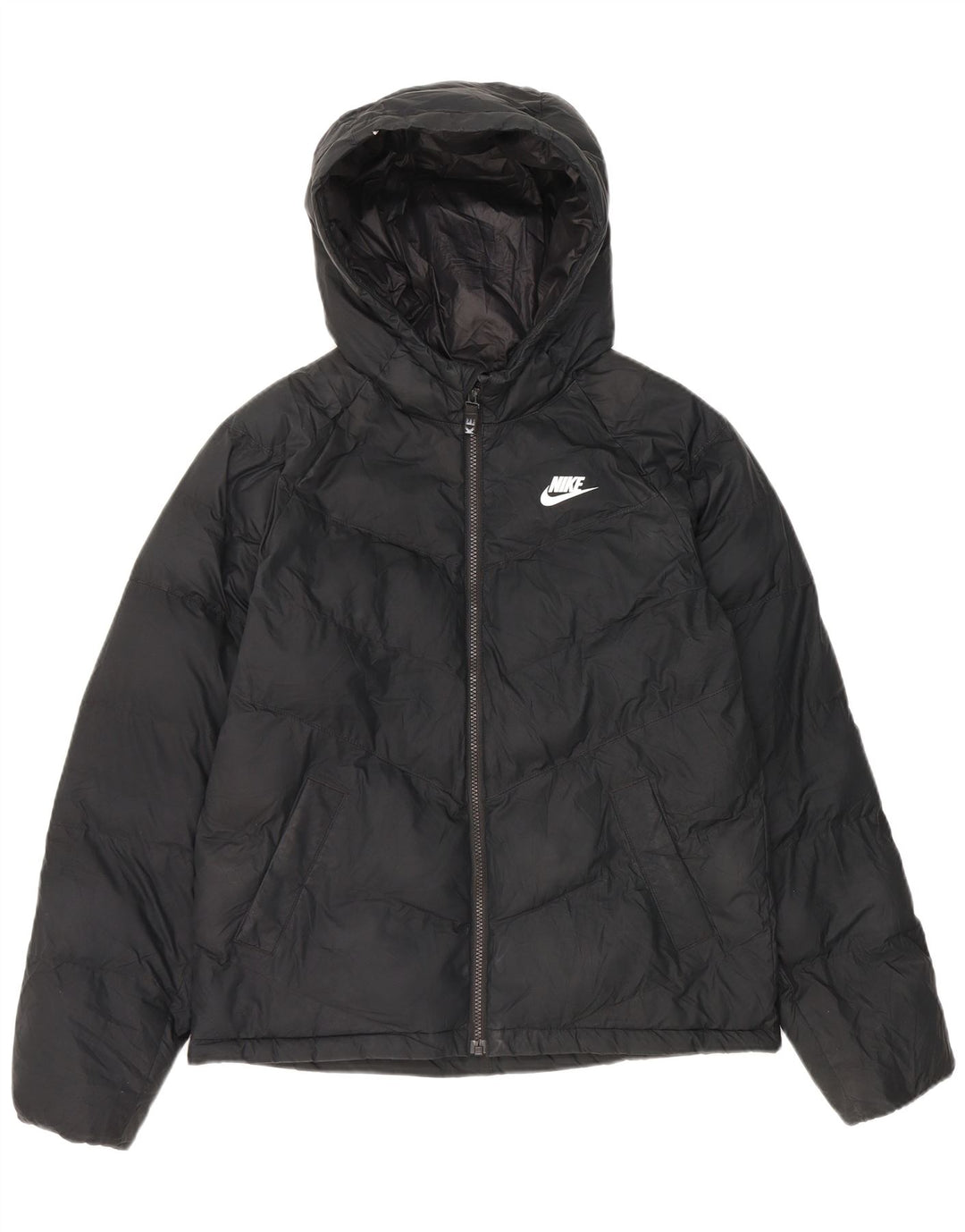 Nike Boys Hooded Padded Jacket 13-14 Years XL Black Polyester