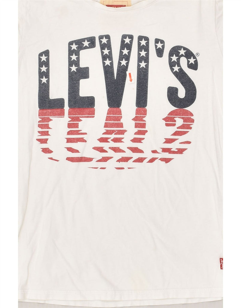 LEVI'S Girls Graphic T-Shirt Top 11-12 Years Off White Cotton | Vintage Levi's | Thrift | Second-Hand Levi's | Used Clothing | Messina Hembry 