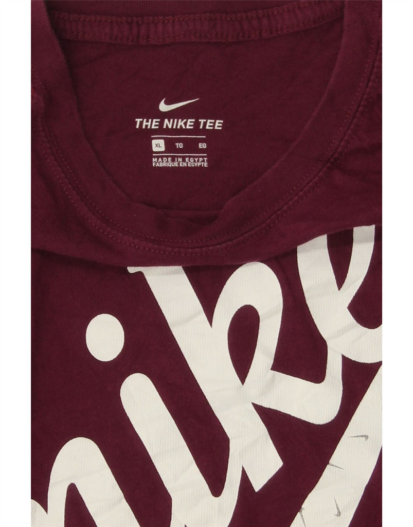 NIKE Girls Graphic T-Shirt Top 13-14 Years XL Burgundy Cotton Vintage Nike and Second-Hand Nike from Messina Hembry 