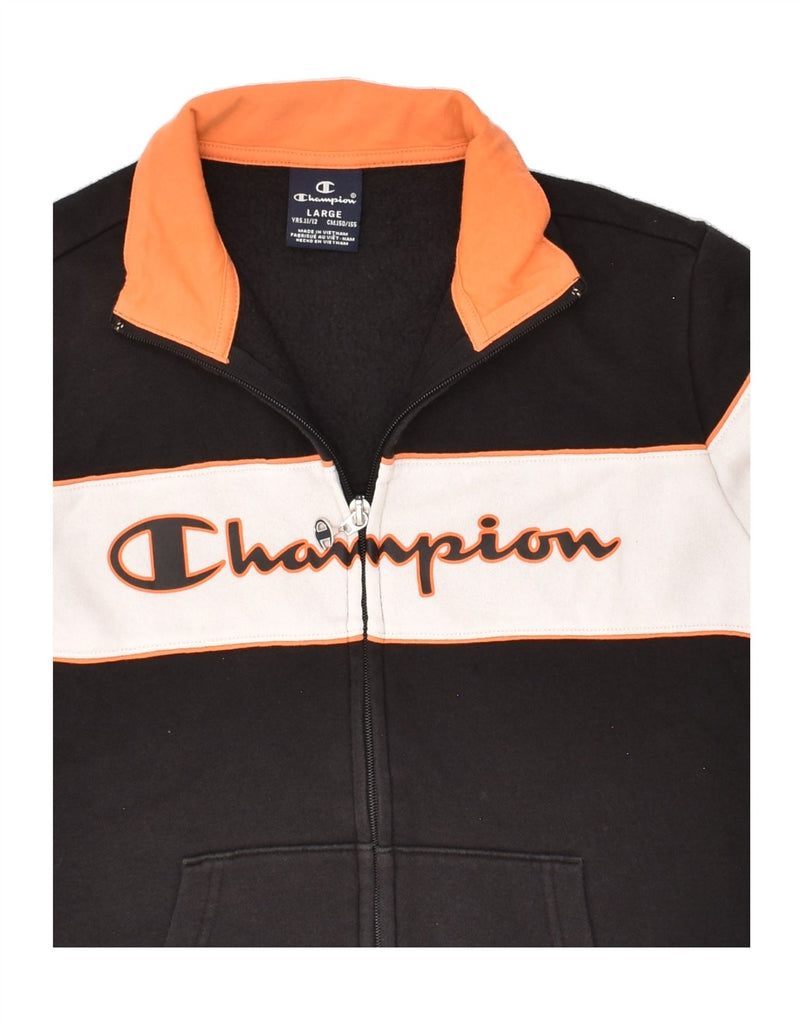 CHAMPION Boys Graphic Tracksuit Top Jacket 11-12 Years Large Black | Vintage Champion | Thrift | Second-Hand Champion | Used Clothing | Messina Hembry 