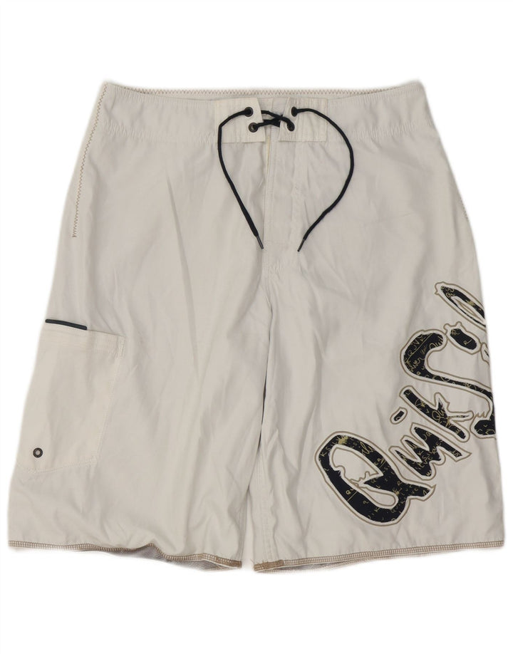 Quiksilver Mens Graphic Swimming Shorts Medium White Polyester