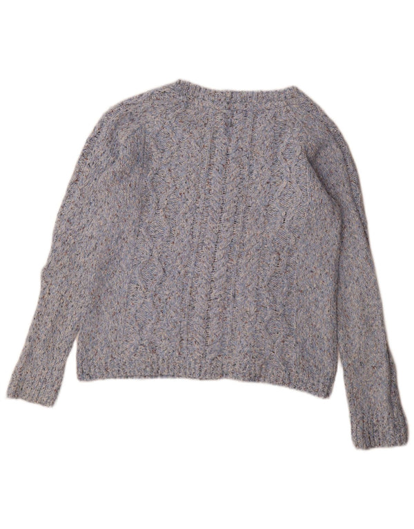 Fat Face Womens Boat Neck Jumper Sweater UK 12 Medium Blue Flecked Cotton