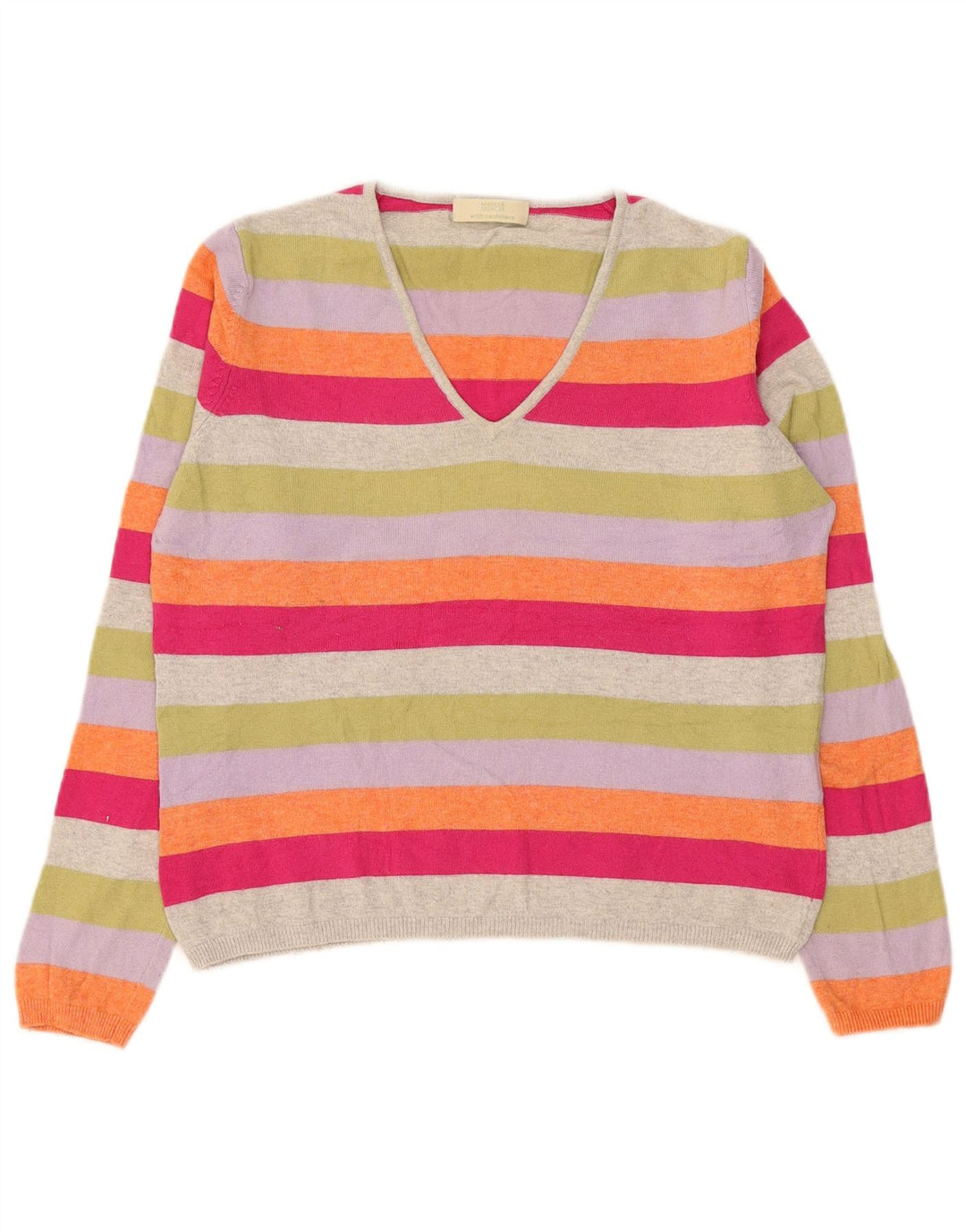 Marks & Spencer Womens V-Neck Jumper Sweater UK 14 Large Multicoloured
