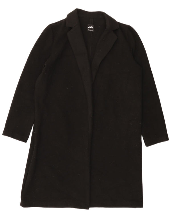Zara Womens Loose Fit Open Overcoat UK 14 Medium Black Polyester