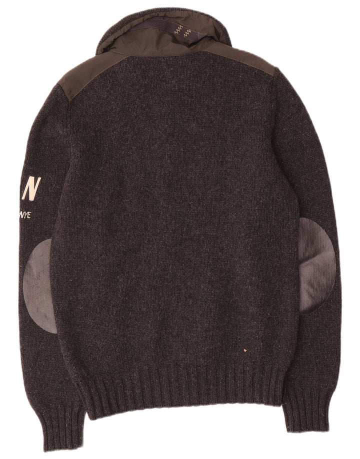 Murphy & Nye Mens Sailmakers Graphic Cardigan Sweater Large Grey Wool