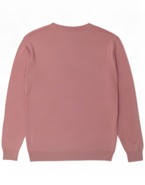 Zara Mens Crew Neck Jumper Sweater Large Pink Cotton