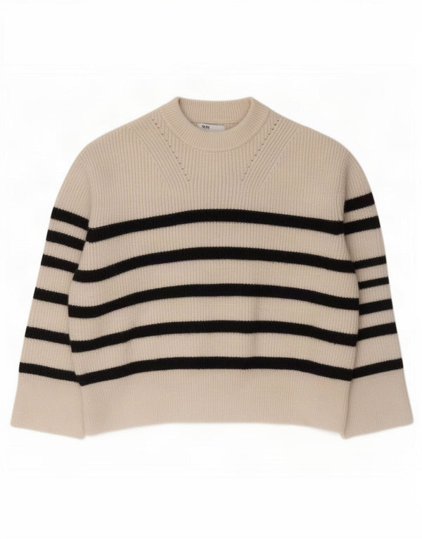 Zara Womens Crew Neck Jumper Sweater UK 10 Small Off White Striped