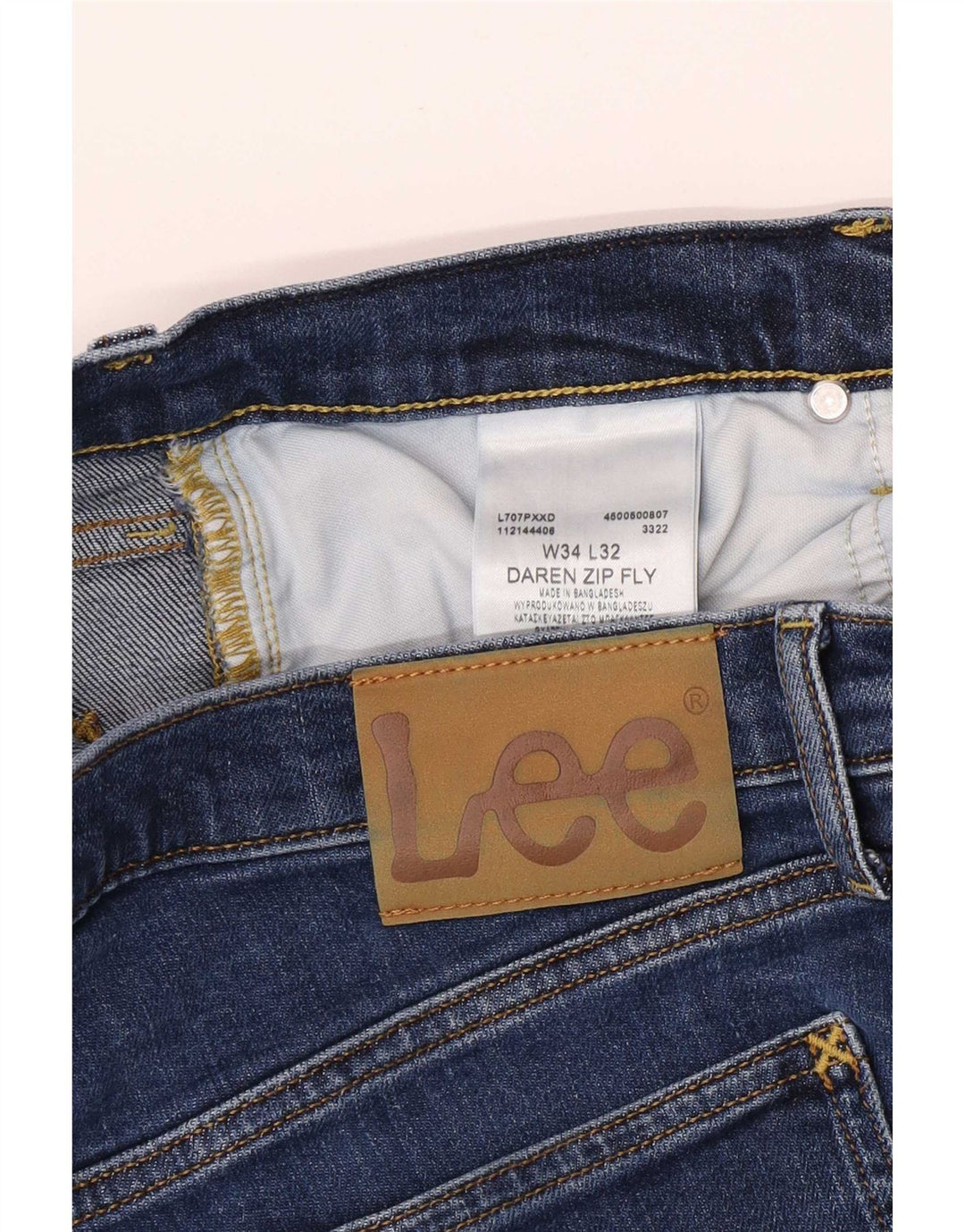 Lee Mens Daren Zip Fly Straight Jeans W34 L32 Blue Cotton