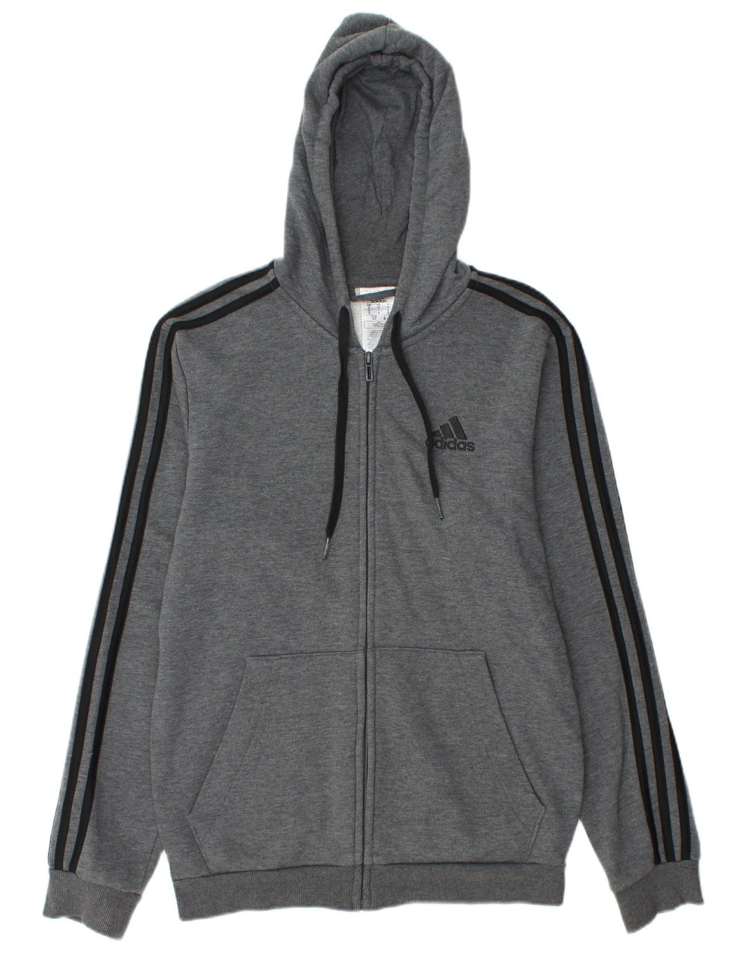 Adidas Mens Zip Hoodie Sweater Small Grey Cotton