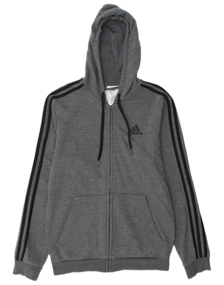 Adidas Mens Zip Hoodie Sweater Small Grey Cotton