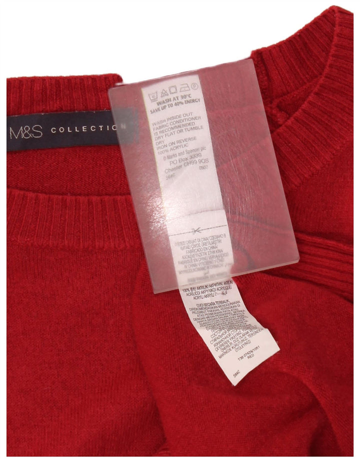 Marks & Spencer Womens Boat Neck Jumper Sweater UK 14 Medium  Red Acrylic