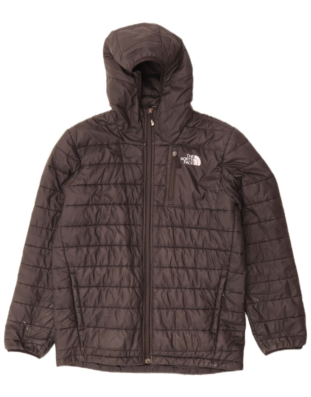 The North Face Boys Hooded Padded Jacket 14-15 Years XL Black Polyester