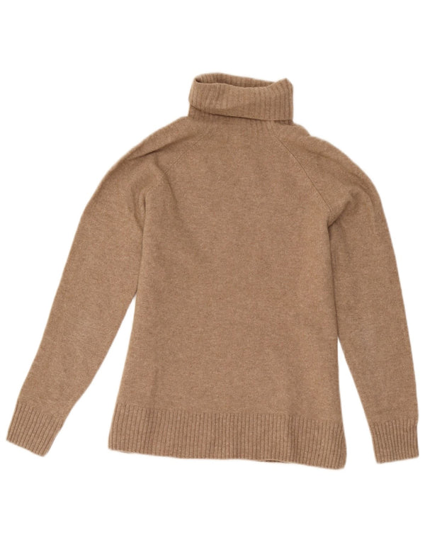 Massimo Dutti Womens Roll Neck Jumper Sweater UK 10 Small Brown Wool