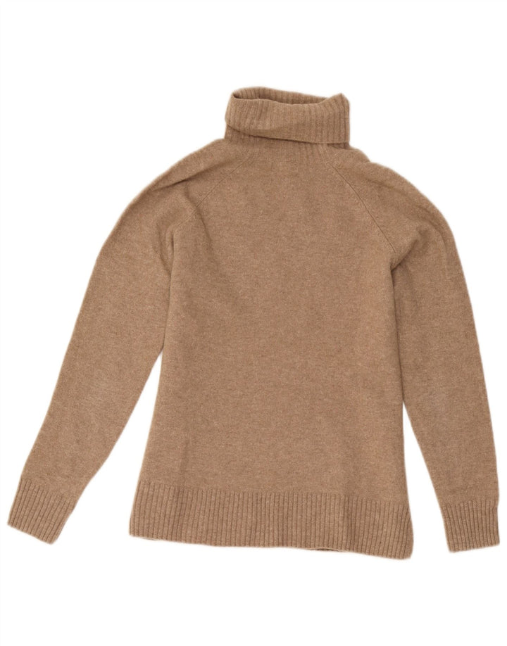 Massimo Dutti Womens Roll Neck Jumper Sweater UK 10 Small Brown Wool