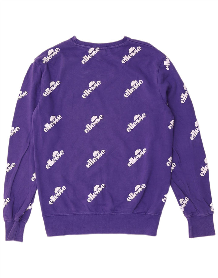 Ellesse Womens Graphic Sweatshirt Jumper UK 12 Medium Purple Cotton