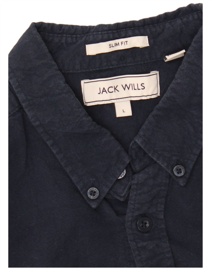 JACK WILLS Mens Slim Fit Shirt Large Navy Blue