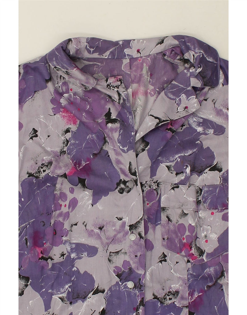 VINTAGE Womens Short Sleeve Shirt UK 16 Large Purple Floral | Vintage Vintage | Thrift | Second-Hand Vintage | Used Clothing | Messina Hembry 