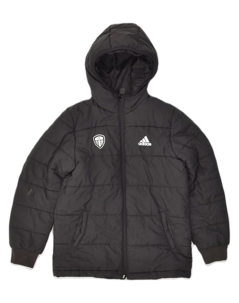 ADIDAS Boys Hooded Padded Jacket 9-10 Years Black Nylon | Vintage Adidas | Thrift | Second-Hand Adidas | Used Clothing | Messina Hembry 