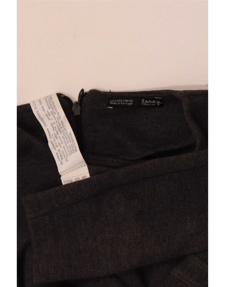 Zara Womens Jumper Dress UK 8 Small Grey Polyester