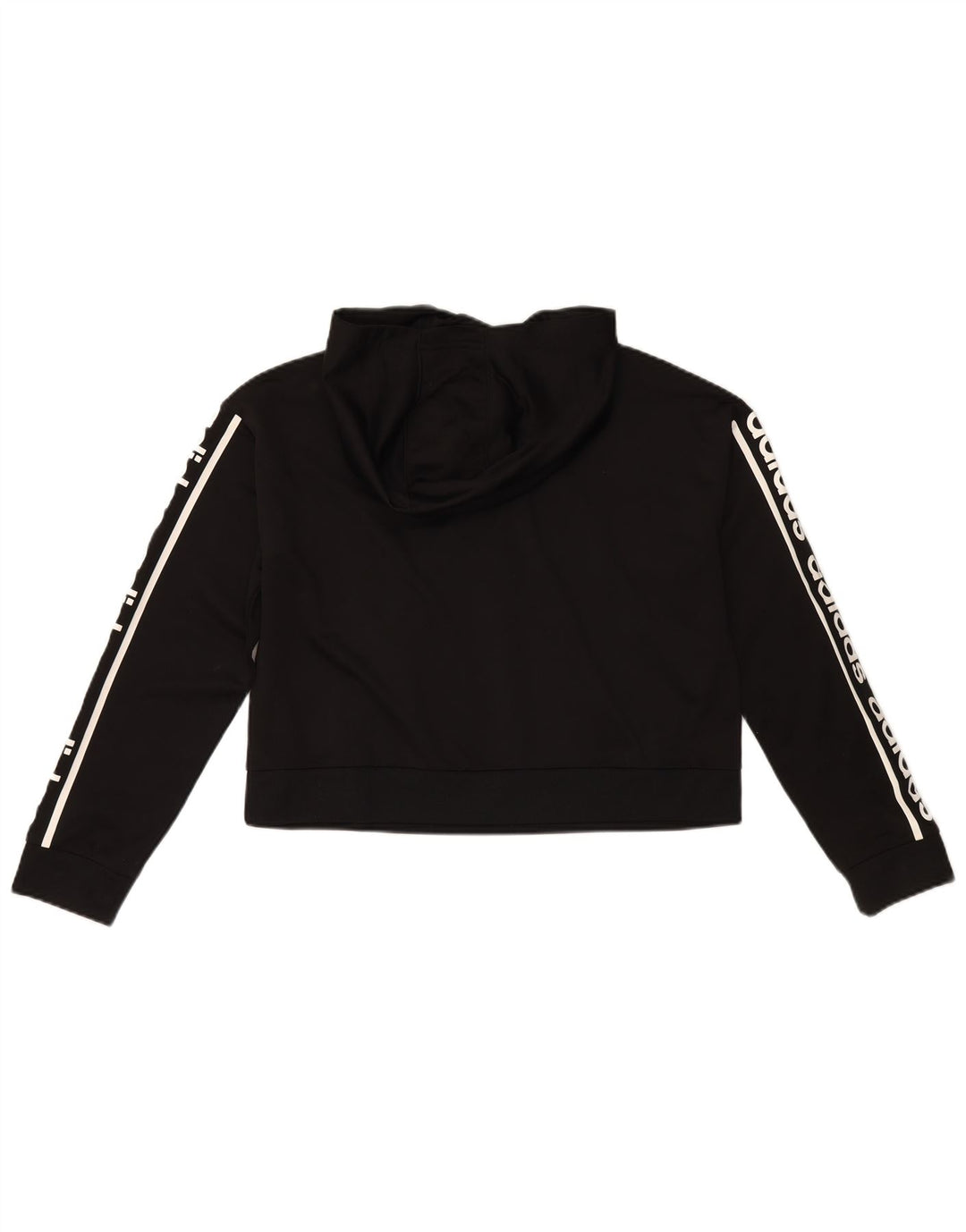 Adidas Womens Oversized Graphic Hoodie Jumper UK 8/10 Small Black Polyester