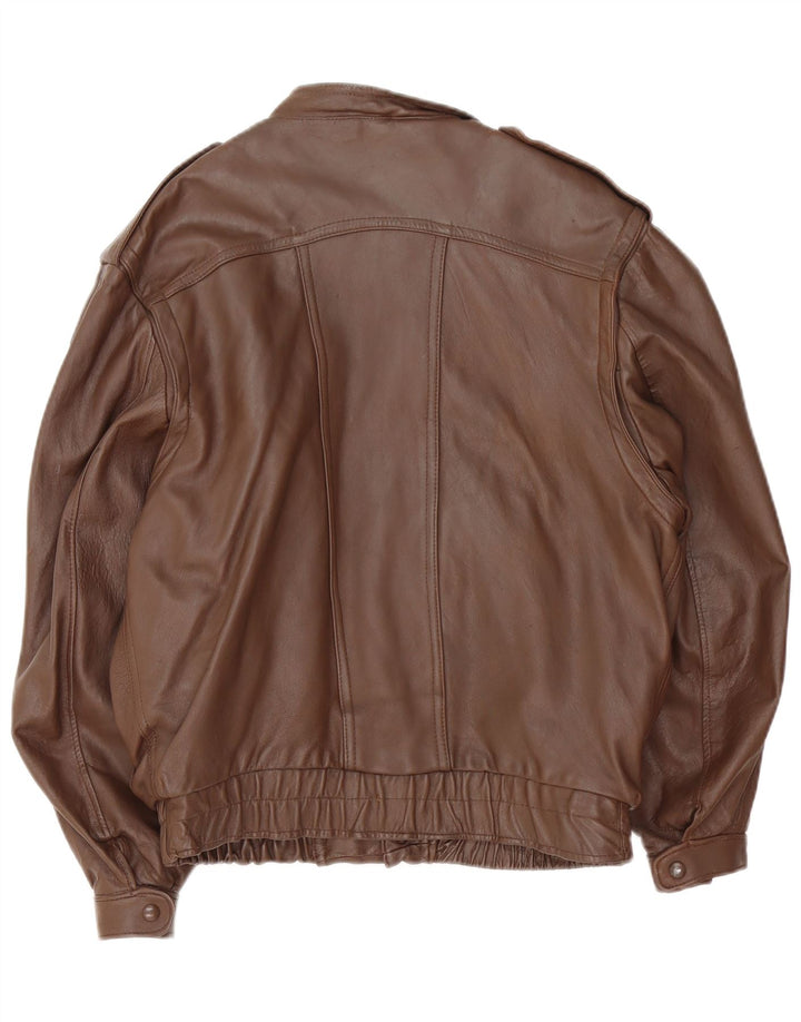 Vintage Mens Military Leather Jacket UK 36 Small Brown