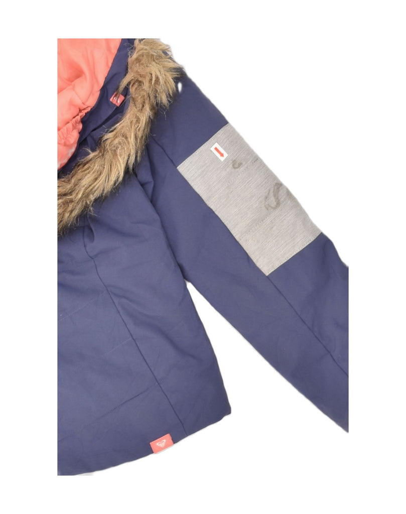 ROXY Girls Hooded Windbreaker Jacket 9-10 Years Medium Blue Colourblock | Vintage Roxy | Thrift | Second-Hand Roxy | Used Clothing | Messina Hembry 