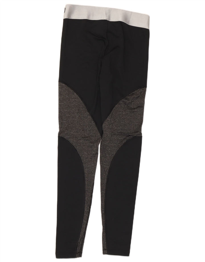 Nike Womens Dri Fit Graphic Leggings UK 12 Medium  Black Colourblock