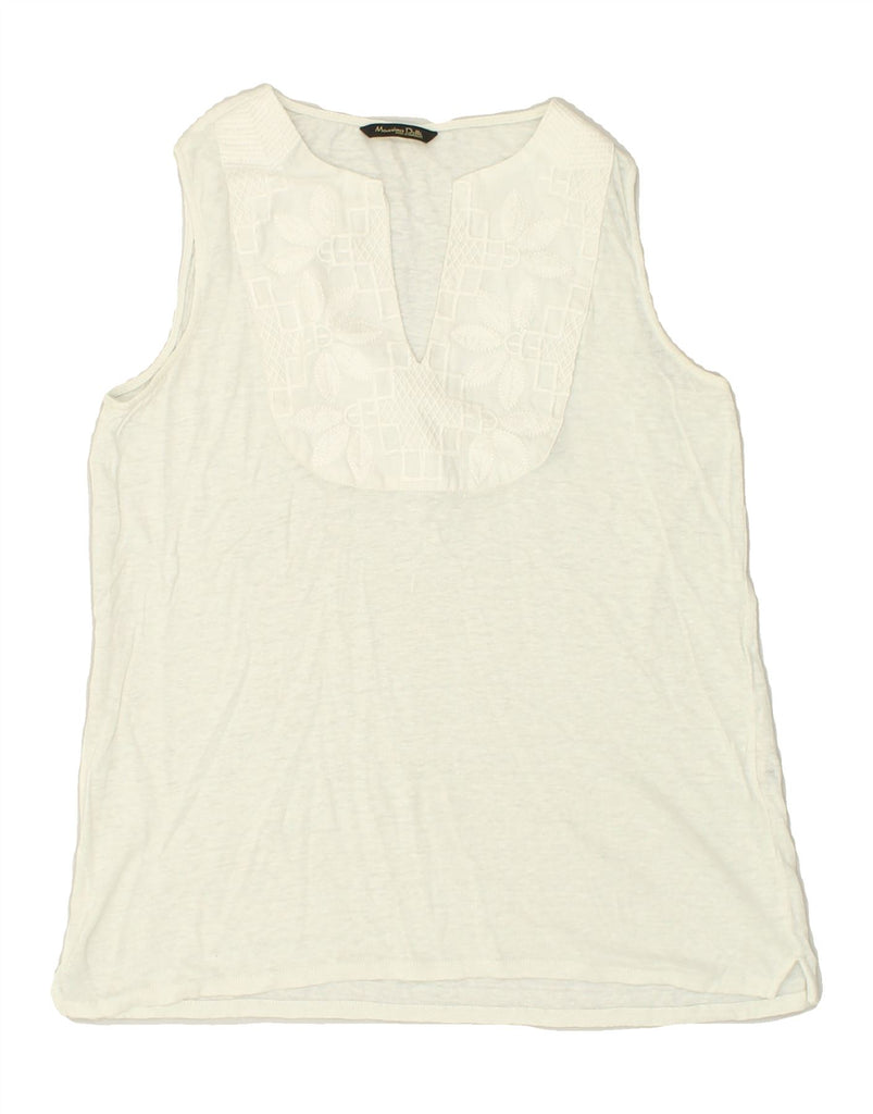 MASSIMO DUTTI Womens Sleeveless Blouse Top US 8 Medium Off White | Vintage Massimo Dutti | Thrift | Second-Hand Massimo Dutti | Used Clothing | Messina Hembry 