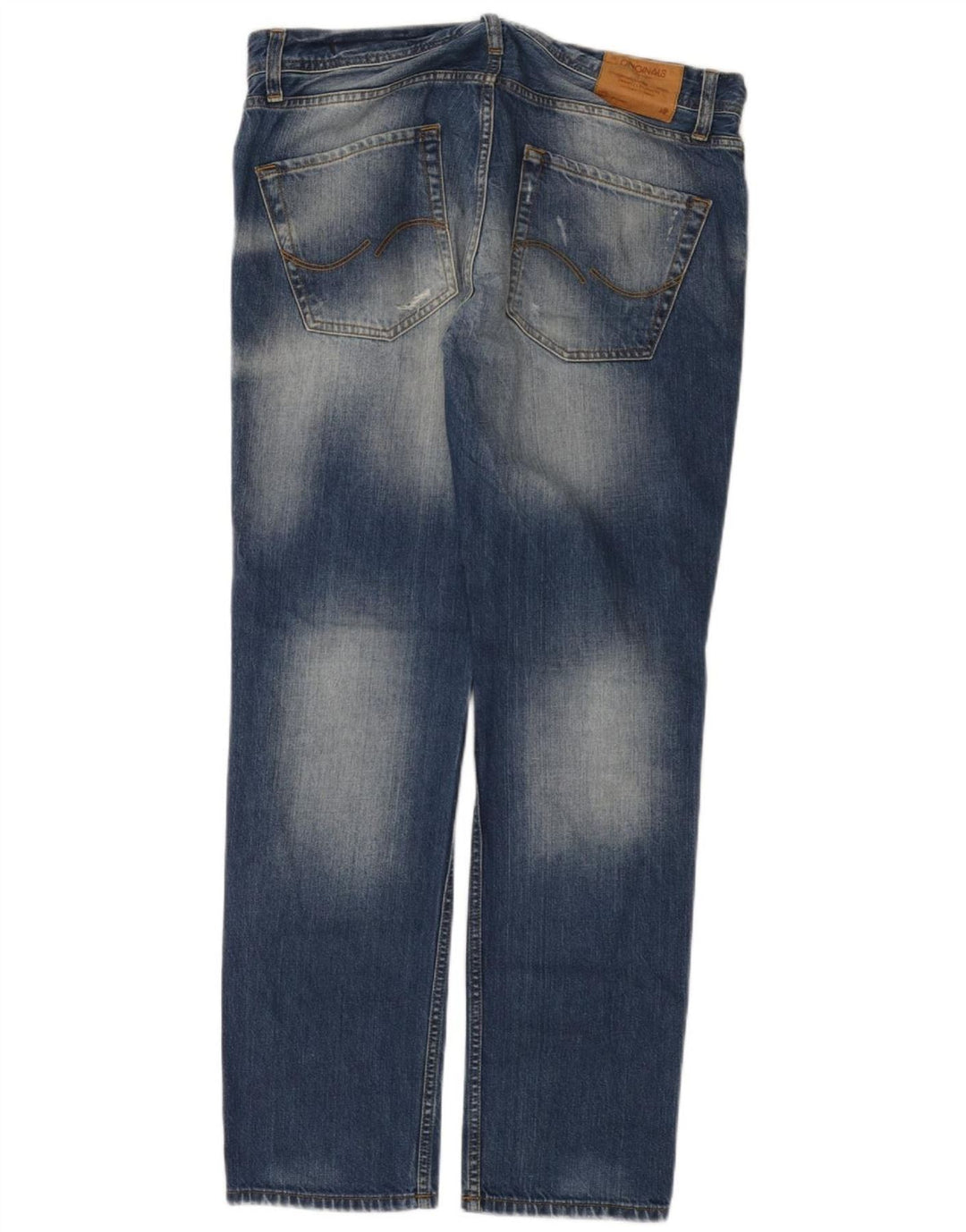 Jack & Jones Mens Distressed Straight Jeans W34 L32 Blue Cotton