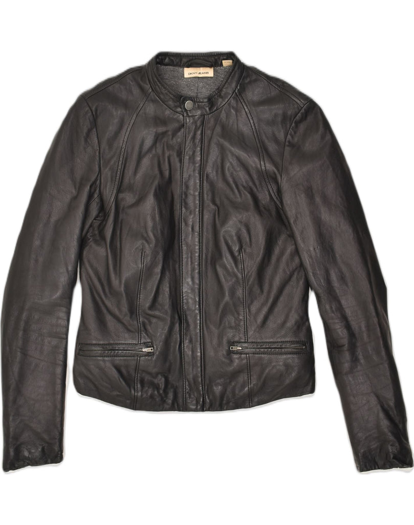 DKNY Womens Leather Jacket UK 6 XS Black Leather | Vintage Dkny | Thrift | Second-Hand Dkny | Used Clothing | Messina Hembry 