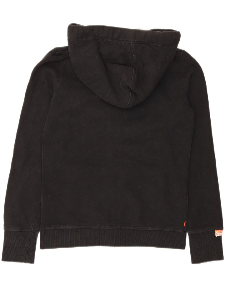 Superdry Mens Zip Hoodie Sweater Small Black Cotton
