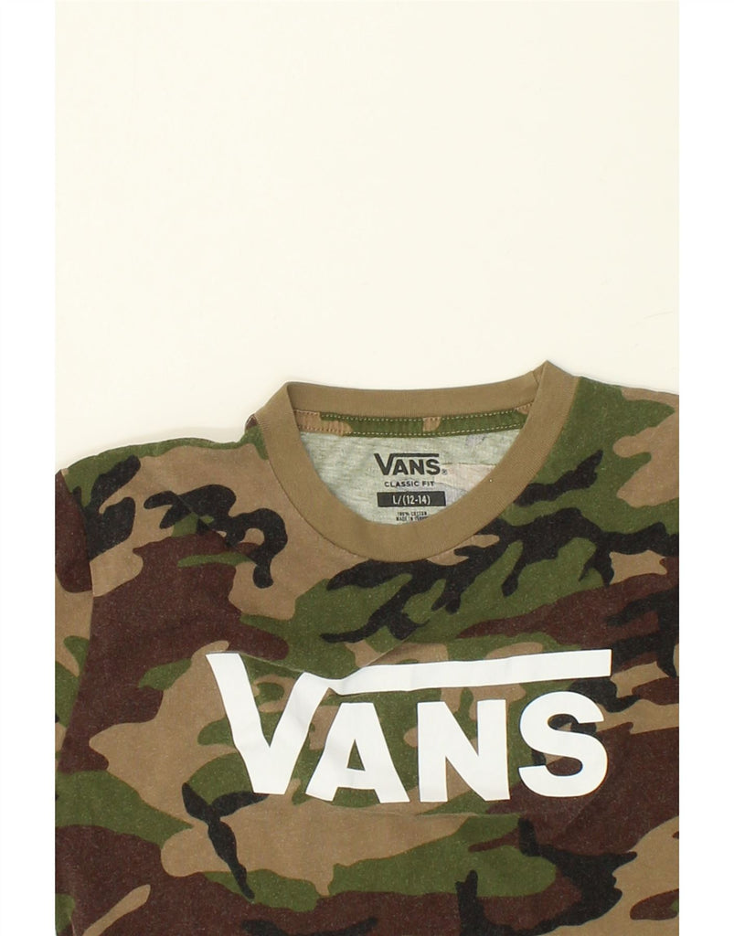 VANS Boys Classic Fit Graphic T-Shirt Top 12-13 Years Large Khaki | Vintage Vans | Thrift | Second-Hand Vans | Used Clothing | Messina Hembry 