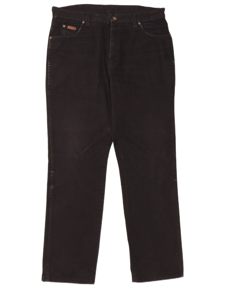 Wrangler Mens Texas Straight Jeans W38 L34 Black Cotton