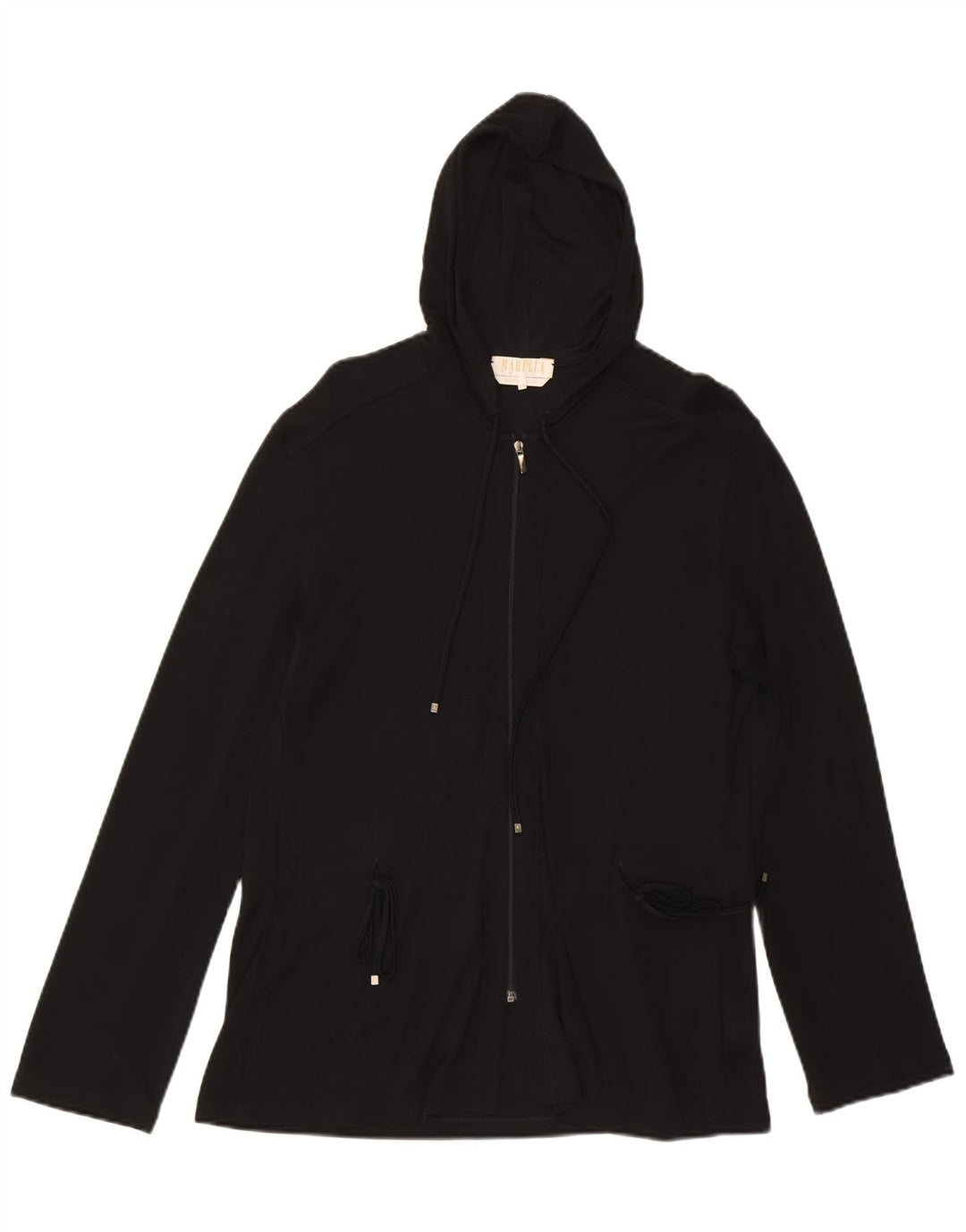 MARELLA Womens Zip Hoodie Sweater IT 48 XL Black Viscose