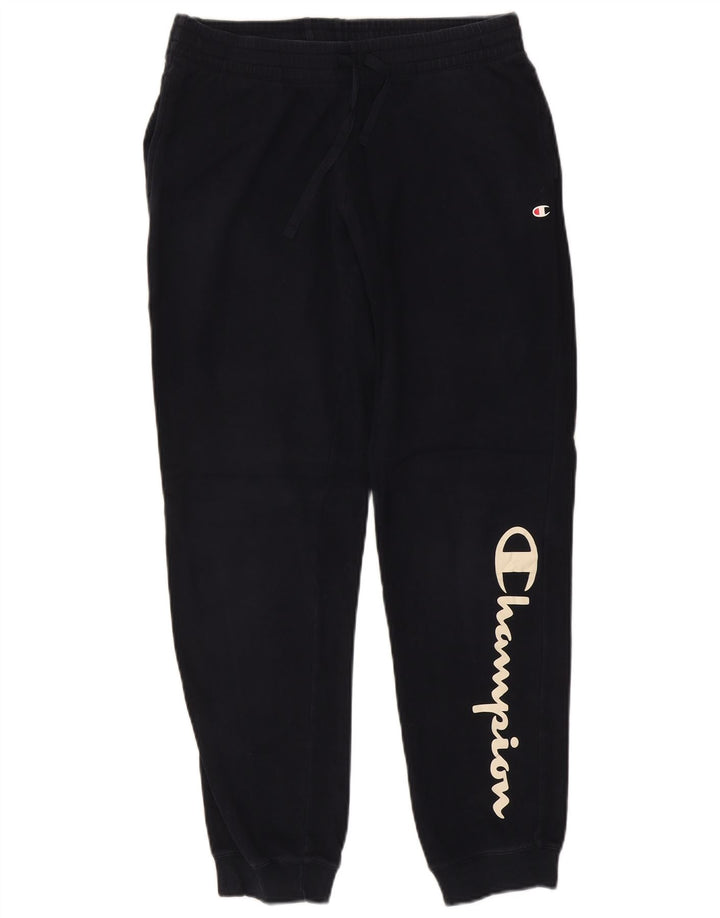 CHAMPION Mens Graphic Tracksuit Trousers Joggers Large  Navy Blue