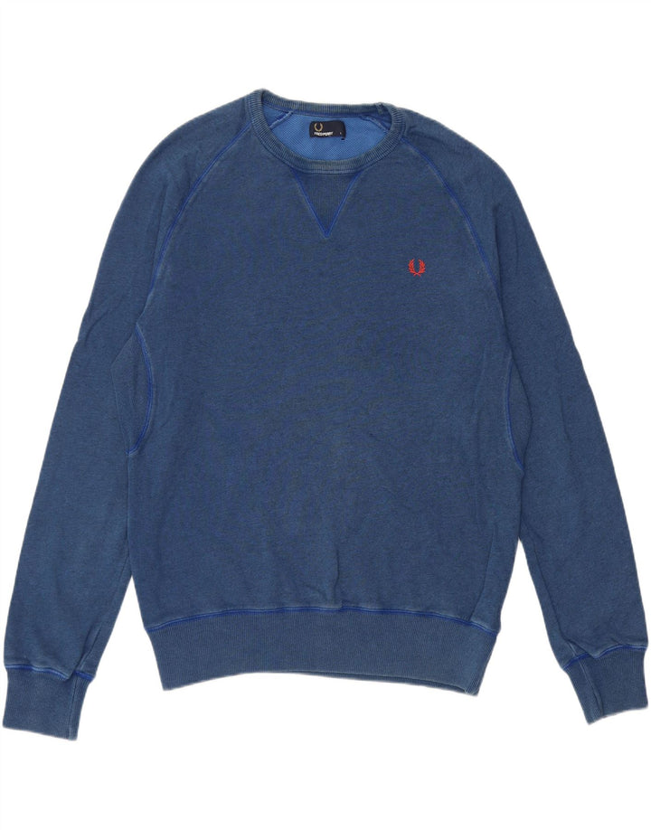 Fred Perry Mens Sweatshirt Jumper Large Blue Cotton