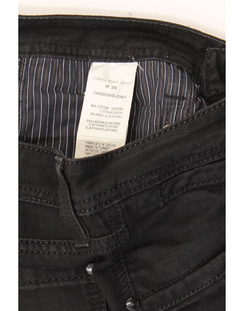 CALVIN KLEIN Womens Graphic Straight Jeans W26 L33 Black Cotton Vintage Calvin Klein and Second-Hand Calvin Klein from Messina Hembry 